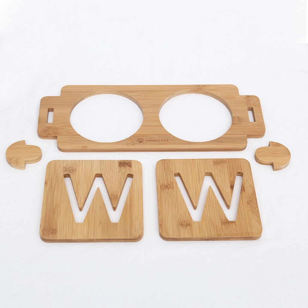 Adjustable Bamboo Pet Bowl Rack – Elevated Feeder