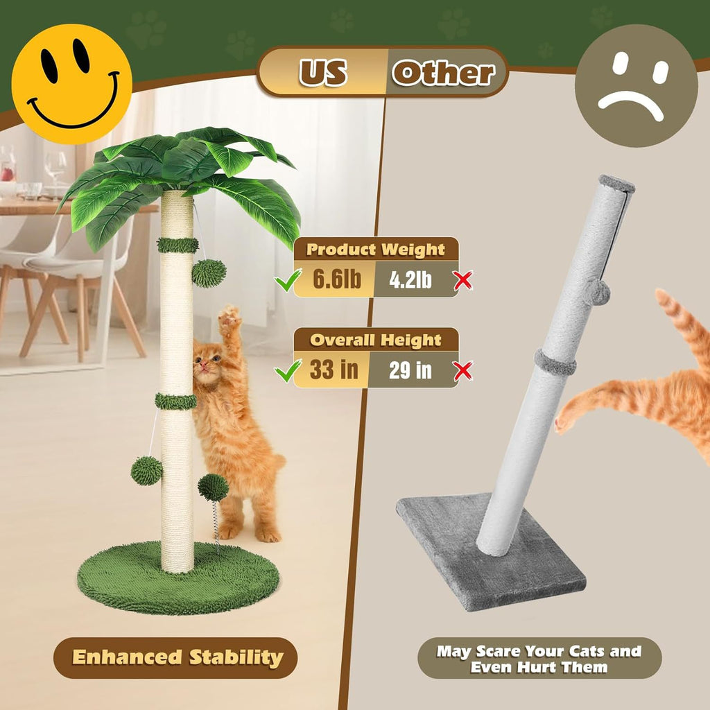 Cat climbing frame, coconut tree, cat scratching post, sisal cat climbing post, vertical, non shedding cat scratching board, big cat toy