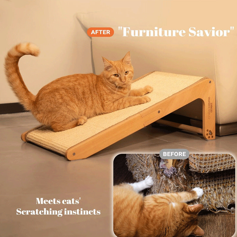 Wooden sisal cat scratch board L-shaped vertical wear-resistant and shavings resistant cat toy solid wood scratch pad cat scraper