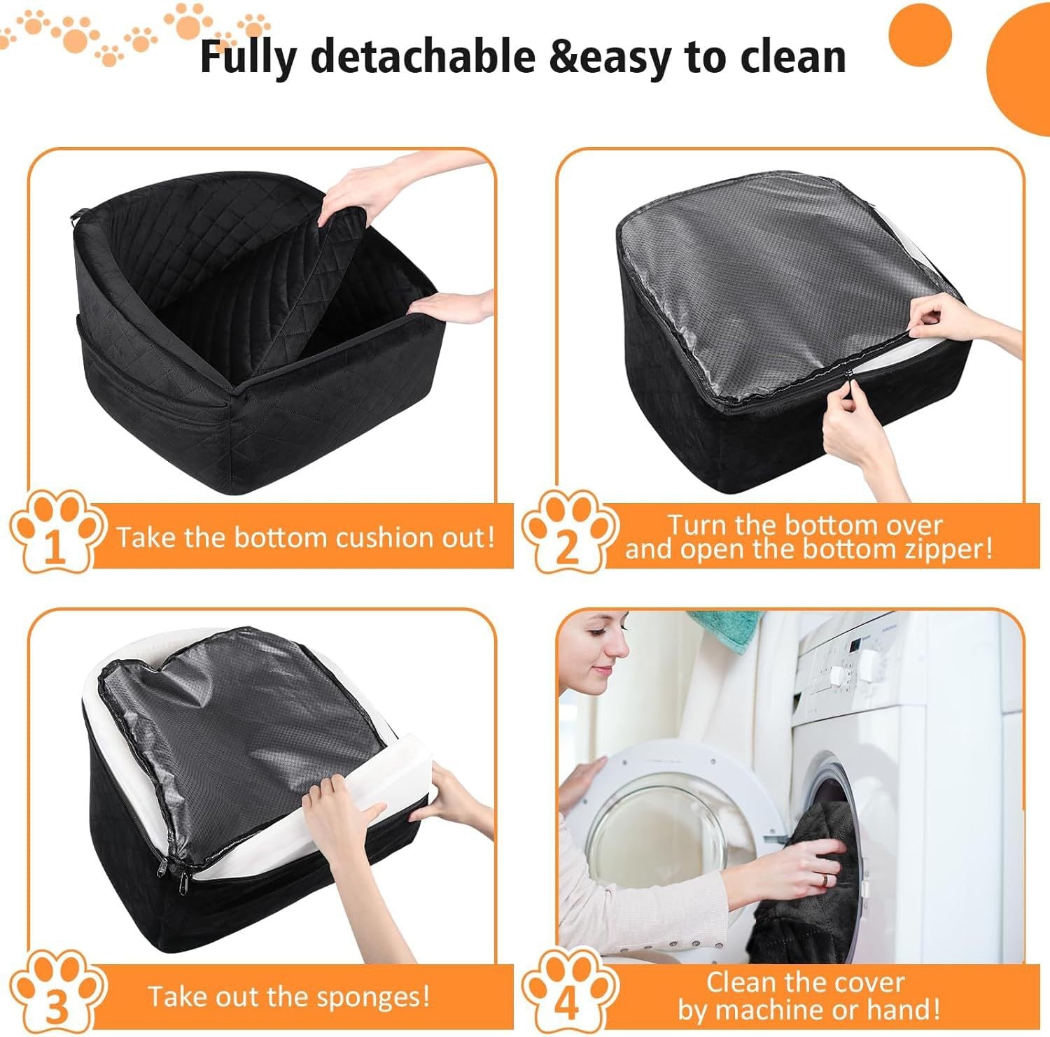 Waterproof car seat suitable for small dogs and pets, with storage bag and clip on belt