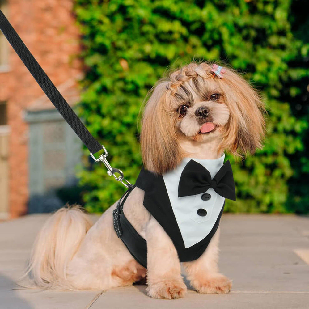 Pet Harness Suit Set – Wedding Style Dog Clothes & Leash